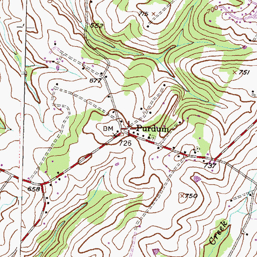 Topographic Map of Purdum, MD
