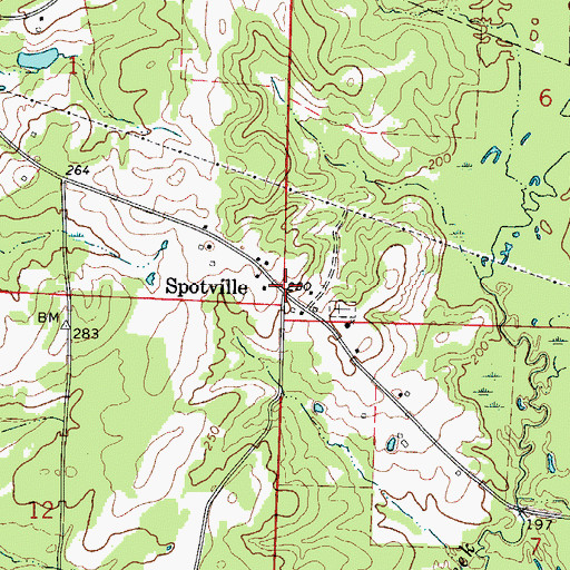 Topographic Map of Spotville, AR
