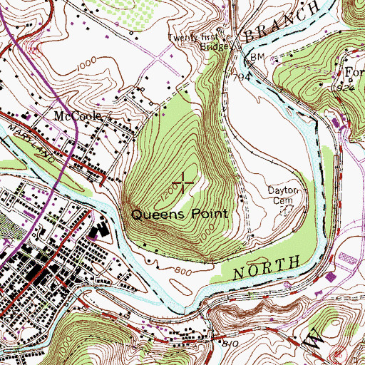 Topographic Map of Queens Point, MD