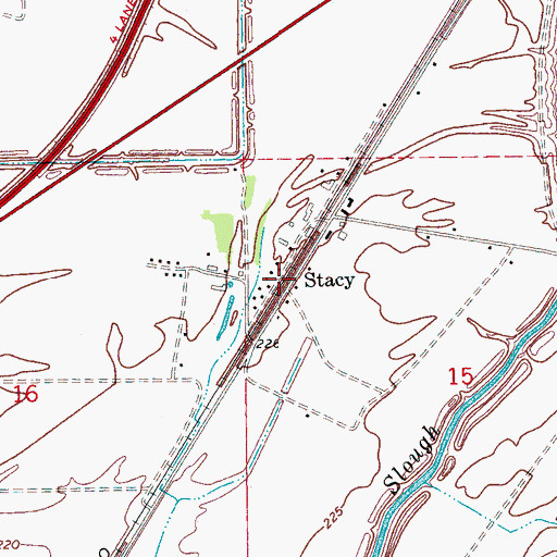 Topographic Map of Stacy, AR