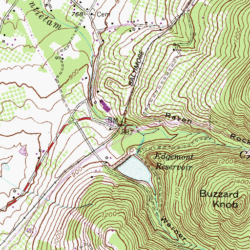 Topographic Map of Raven Rock Hollow, MD