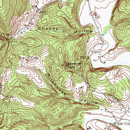 Topographic Map of Ravens Den, MD