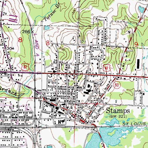 Topographic Map of Stamps, AR