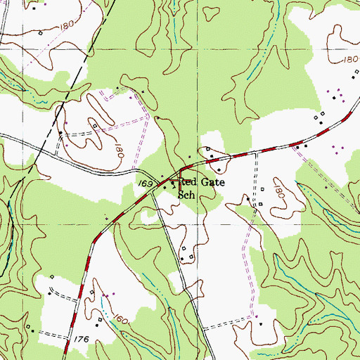 Topographic Map of Red Gate School, MD