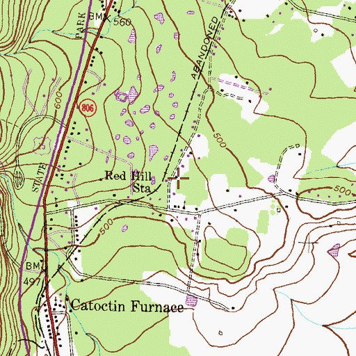 Topographic Map of Red Hill Station, MD
