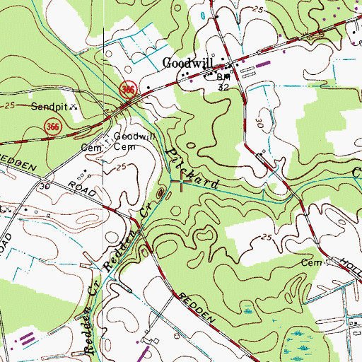 Topographic Map of Redden Creek, MD