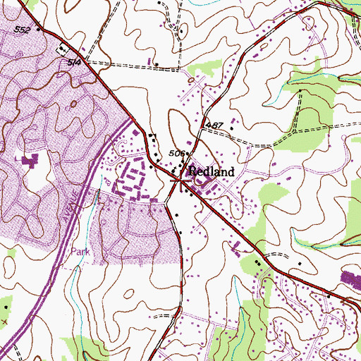 Topographic Map of Redland, MD
