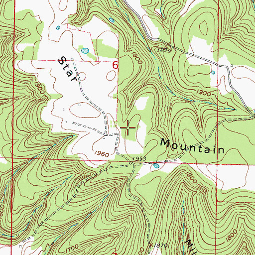 Topographic Map of Star Mountain, AR