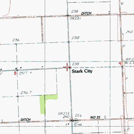 Topographic Map of Stark City, AR