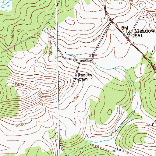 Topographic Map of Rhodes Cemetery, MD