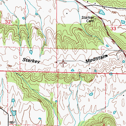 Topographic Map of Starkey Mountain, AR