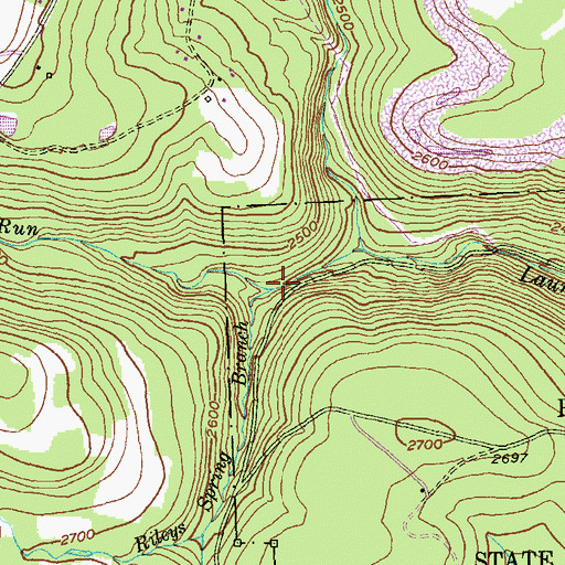 Topographic Map of Rileys Spring Branch, MD