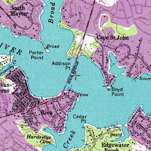 Topographic Map of Riva Bridge, MD
