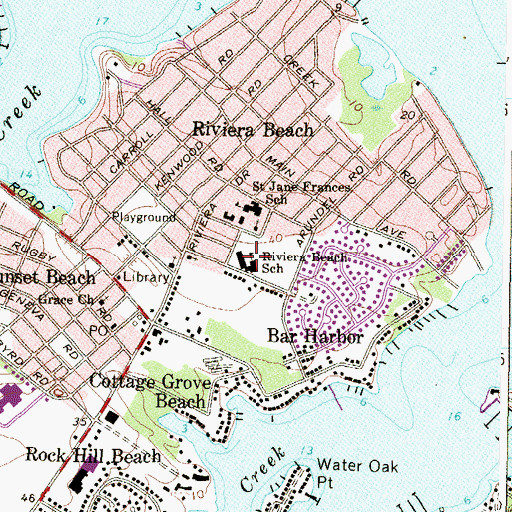 Topographic Map of Riviera Beach Elementary School, MD