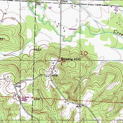 Topographic Map of Steele Hill, AR