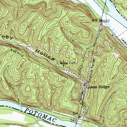 Topographic Map of Roby Cemetery, MD