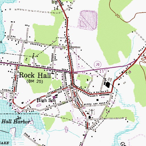 Topographic Map of Rock Hall, MD
