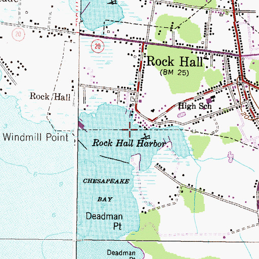 Topographic Map of Rock Hall Harbor, MD