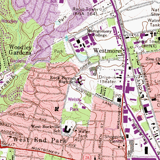 Topographic Map of Rock Terrace School, MD