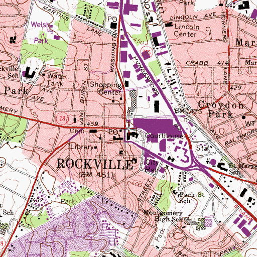 Topographic Map of Rockville, MD