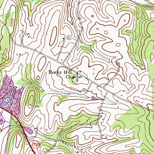 Topographic Map of Rocky Hill Church, MD