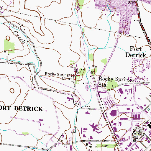 Topographic Map of Rocky Springs Cemetery, MD