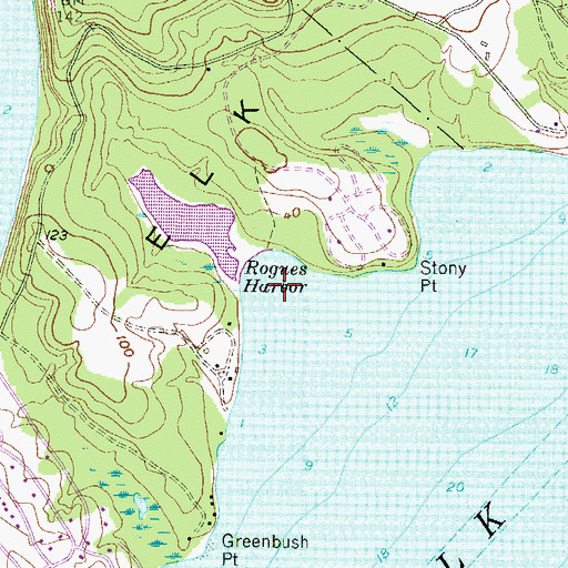 Topographic Map of Rogues Harbor, MD