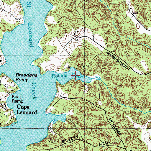 Topographic Map of Rollins Cove, MD