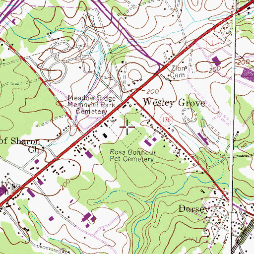 Topographic Map of Rosa Bonheur Pet Cemetery, MD