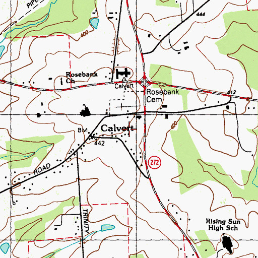 Topographic Map of Rosebank Cemetery, MD