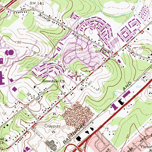 Topographic Map of Rosedale Baptist Church, MD