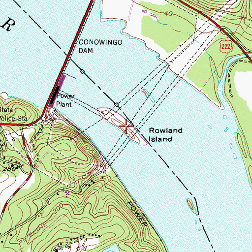 Topographic Map of Rowland Island, MD
