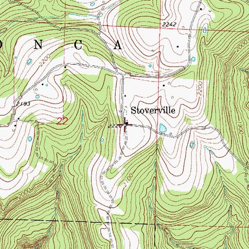 Topographic Map of Stoverville, AR