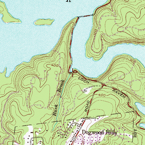 Topographic Map of Rush Brook, MD