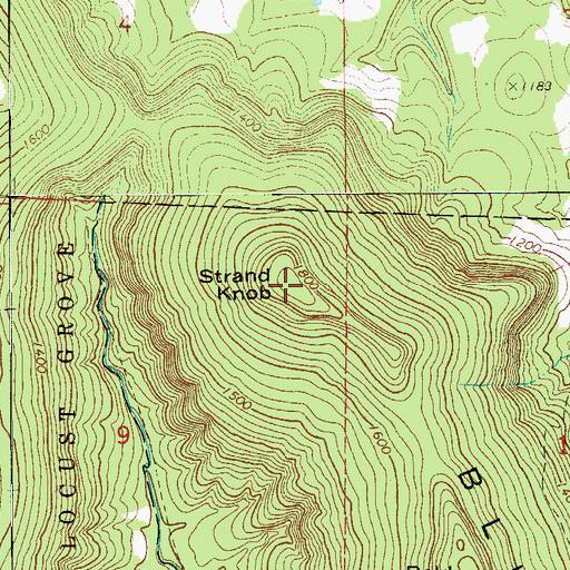 Topographic Map of Strand Knob, AR