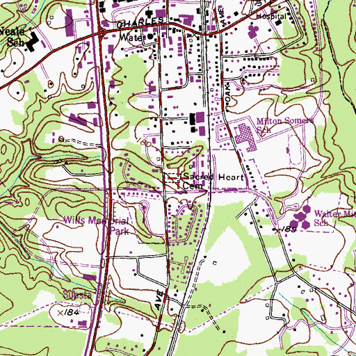 Topographic Map of Sacred Heart Cemetery, MD