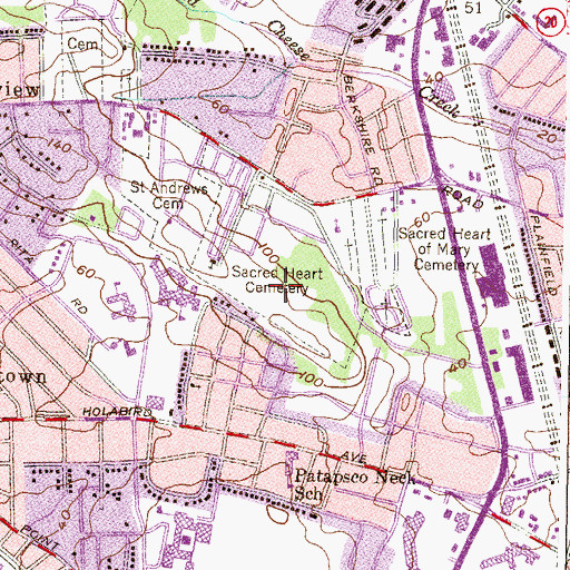 Topographic Map of Sacred Heart Of Jesus Cemetery, MD