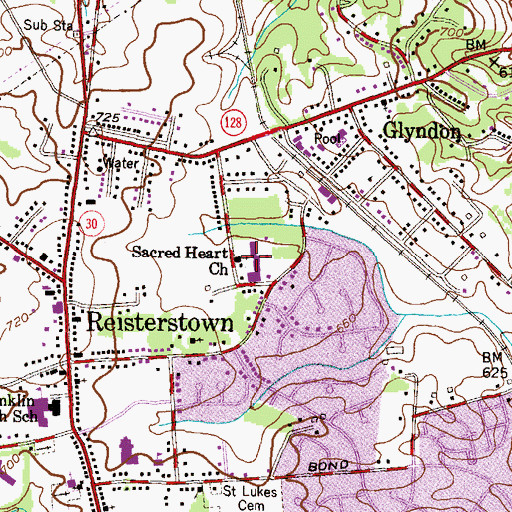 Topographic Map of Sacred Heart Church, MD
