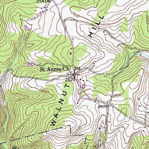 Topographic Map of Saint Annes Church, MD