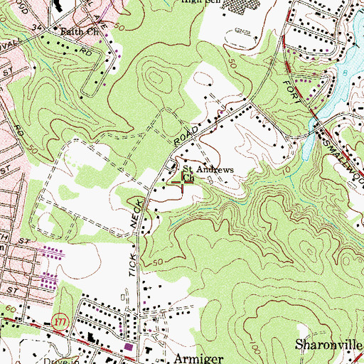 Topographic Map of Saint Andrews Episcopal Church, MD