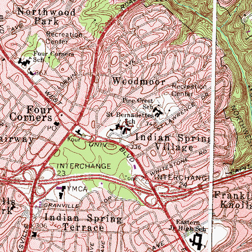 Topographic Map of Saint Bernadette School, MD