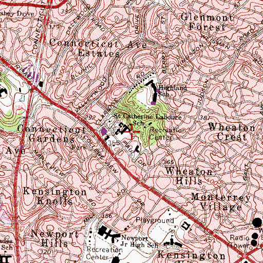 Topographic Map of Saint Catherine Laboure School, MD