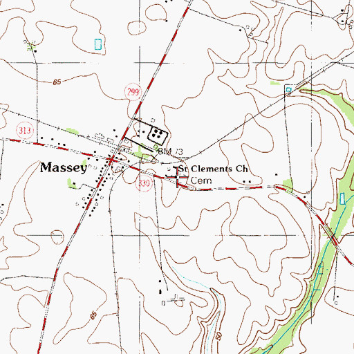 Topographic Map of Saint Clements Church, MD