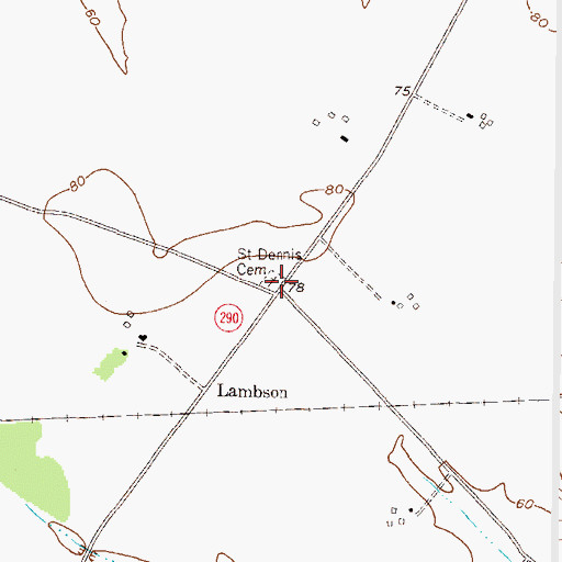 Topographic Map of Old Saint Dennis Cemetery, MD