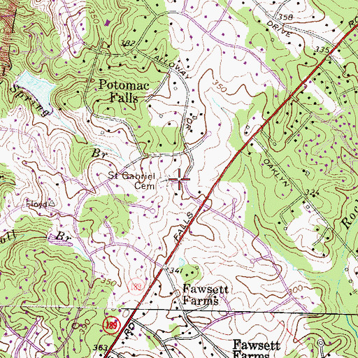 Topographic Map of Saint Gabriel Cemetery, MD