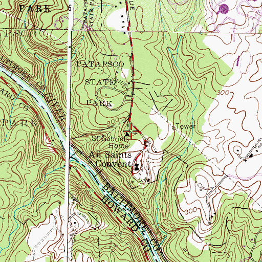 Topographic Map of Saint Gabriels Home, MD