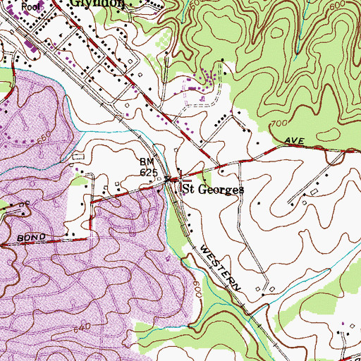 Topographic Map of Saint Georges, MD