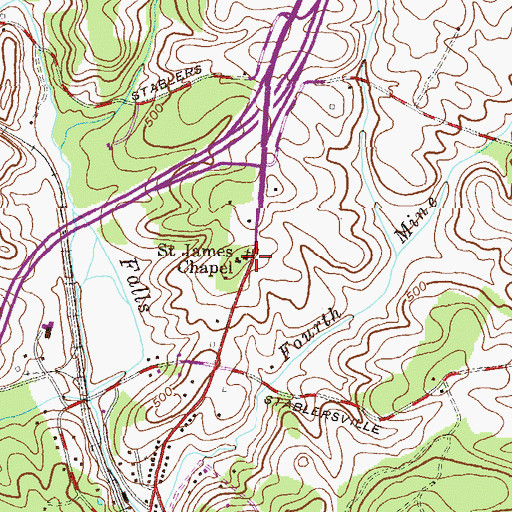 Topographic Map of Saint James Chapel, MD