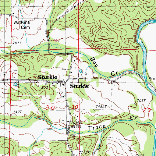 Topographic Map of Sturkie, AR