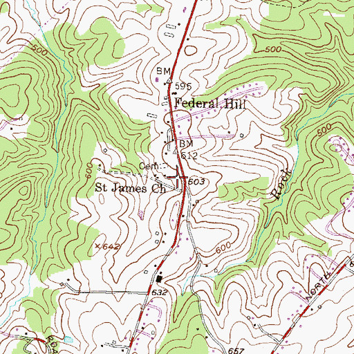 Topographic Map of Saint James Church, MD
